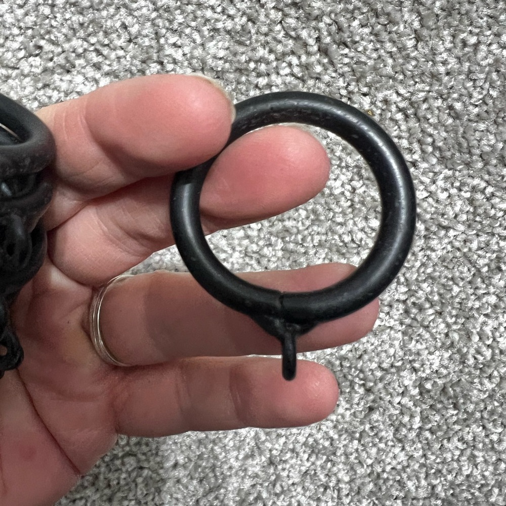 Set of 10 Black Metal Curtain Rings | Window Treatment Hardware